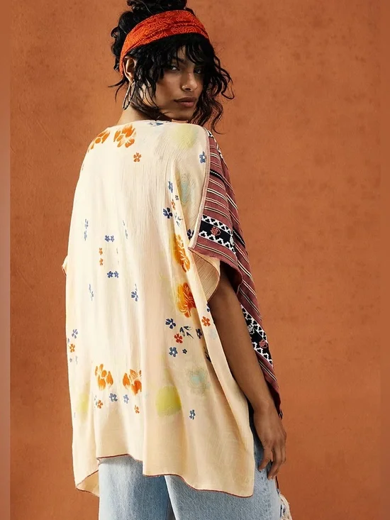 NWT Free People Crochet Tunic Top XS Antique Combo Boho Lagenlook Cottagecore - Picture 6 of 15